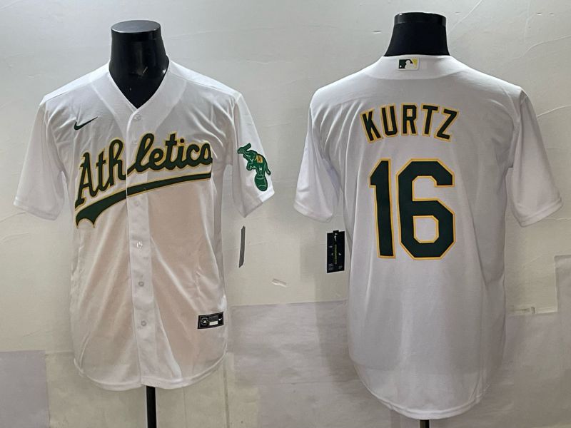 Men Oakland Athletics #16 Kurtz White Nike 2025 MLB Jersey 03